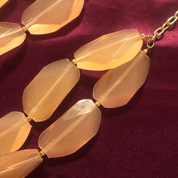 Chunky Opaque Pink Orange Beaded Necklace - Picture 3 of 3